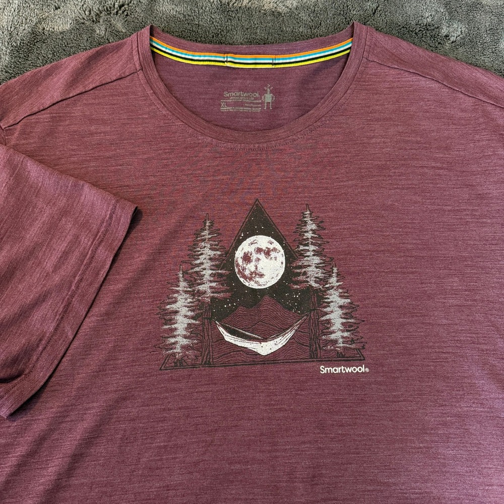 Smartwool Men's Merino Sport 150 Graphic T-Shirt XL Maroon Hammock Moon Outdoor